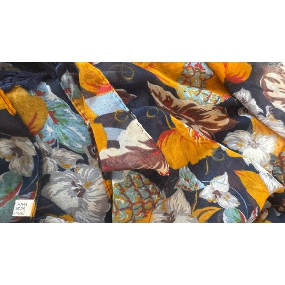 2/$30 Bohemian Geometric Tassel Scarf Navy Orange Blue Cotton And Linen - Picture 12 of 15